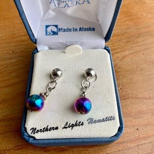 Beautiful Northern lights hematite earrings